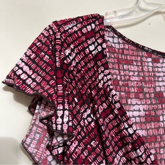 NEW DIRECTIONS Burgandy Tie Waist Midi Dress - Picture 2 of 6